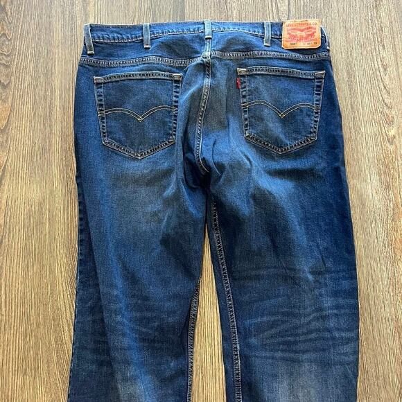 Levis Signature Straight Jeans Mid Rise Whisker Denim Dark Wash Blue Size 40x32 - Picture 11 of 11